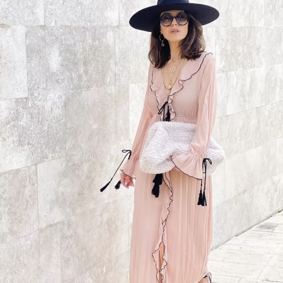 Zara Dresses & Skirts - ZARA Sheer Layered Ruffled Dress,Soft Pink, Women's XS